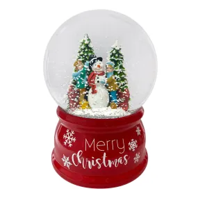 100MM Musical Water Globe Merry Christmas Kids Building Snowman