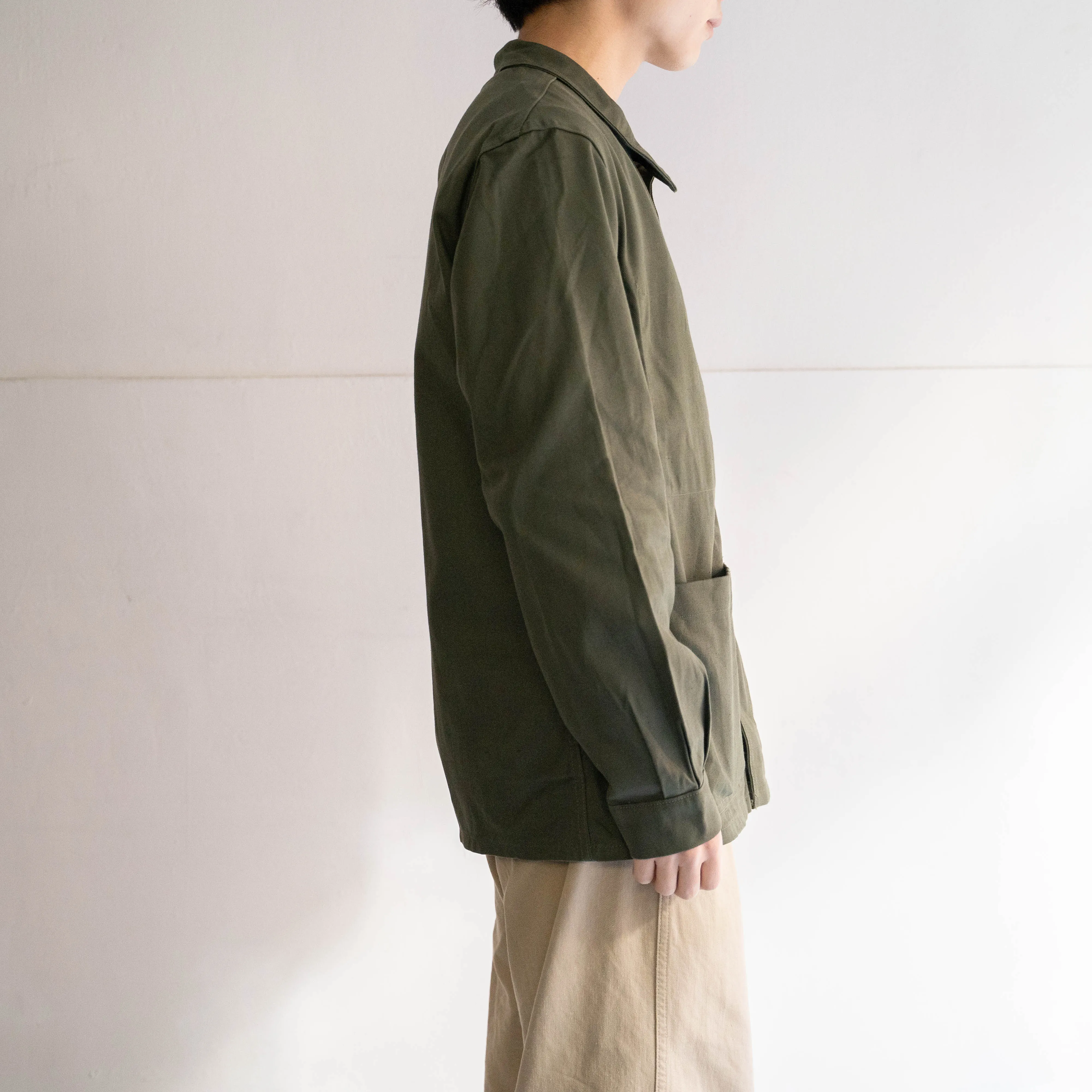 1950-60s French military green work jacket 'dead stock'