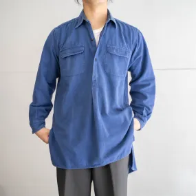 1960-70s France 'Kidur' blue twill grandpa shirt