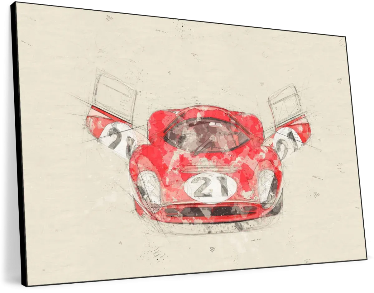 1967 Ferrari 330 P4 Car Front View Drawing Wall Art