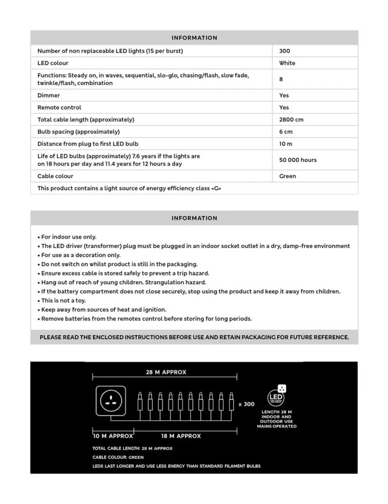 300 Remote Control Mains Lights