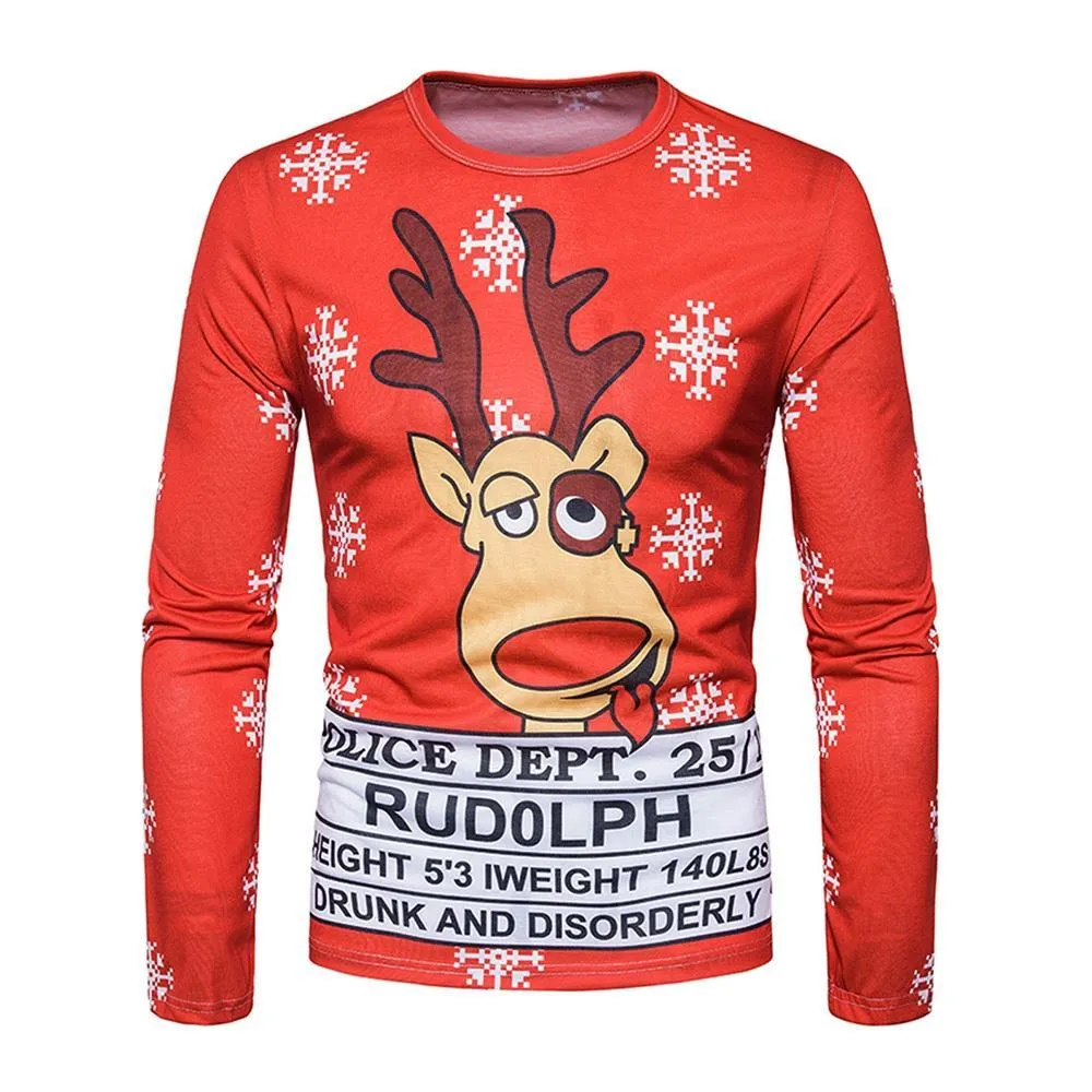 3D Reindeer Christmas Crew Neck Shirt