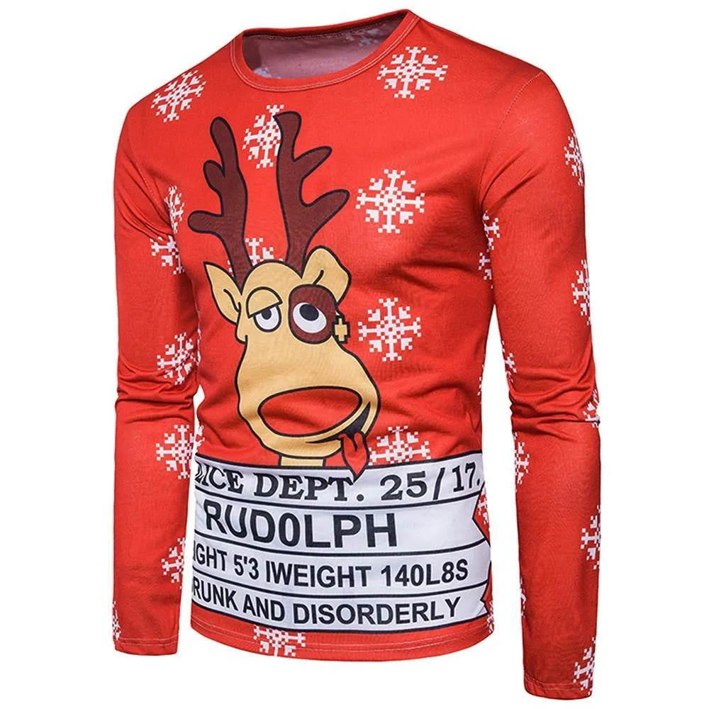 3D Reindeer Christmas Crew Neck Shirt