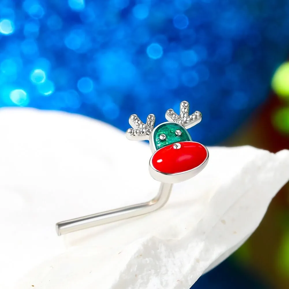 3PCS 20G Christmas L-shaped Nose Studs Jewelry