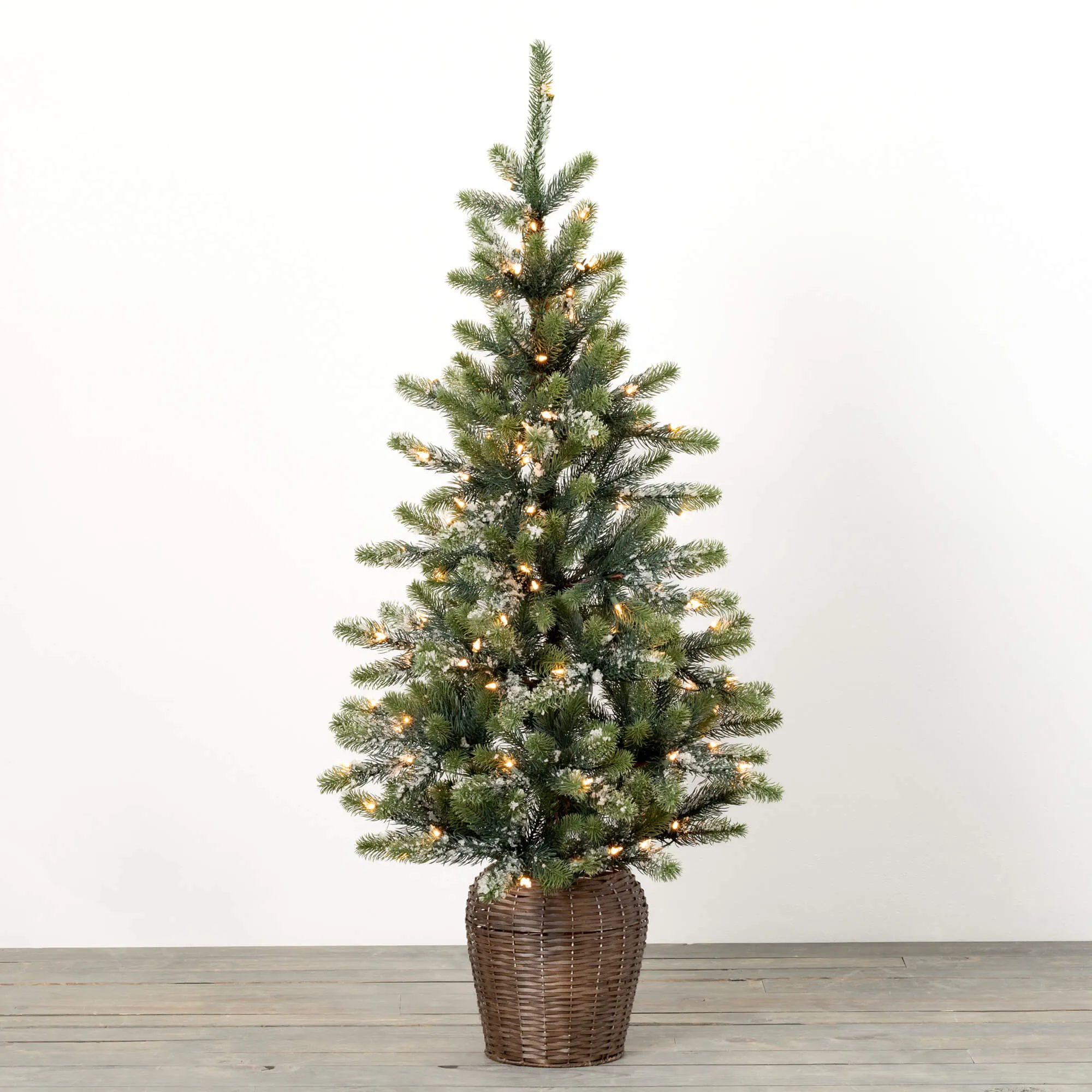 4' Sullivans Potted Lit Iced Pine Tree, Green