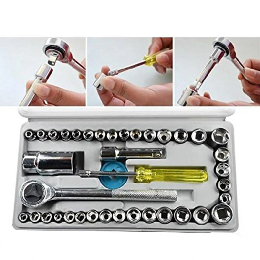 40pcs Socket Combination Toolkit Wrench Set for Cars/Bike/Cycle