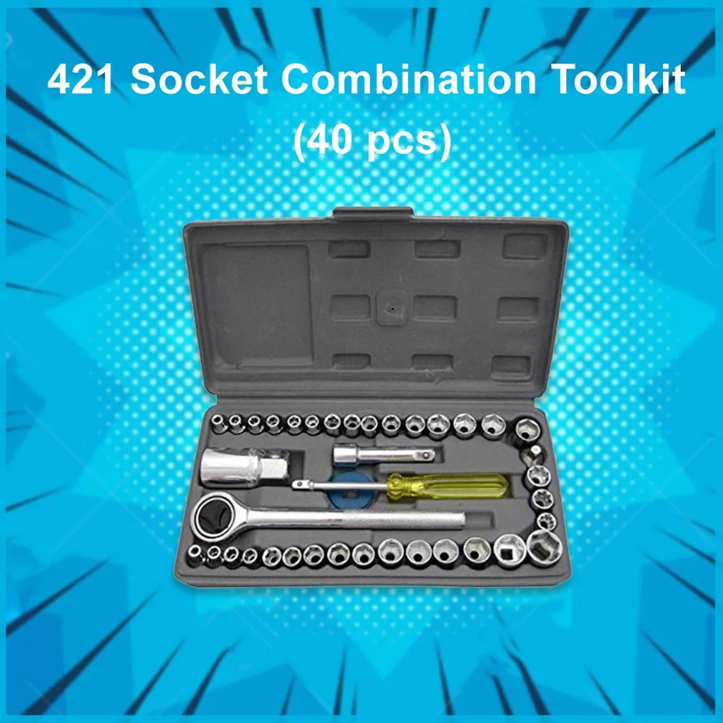 40pcs Socket Combination Toolkit Wrench Set for Cars/Bike/Cycle