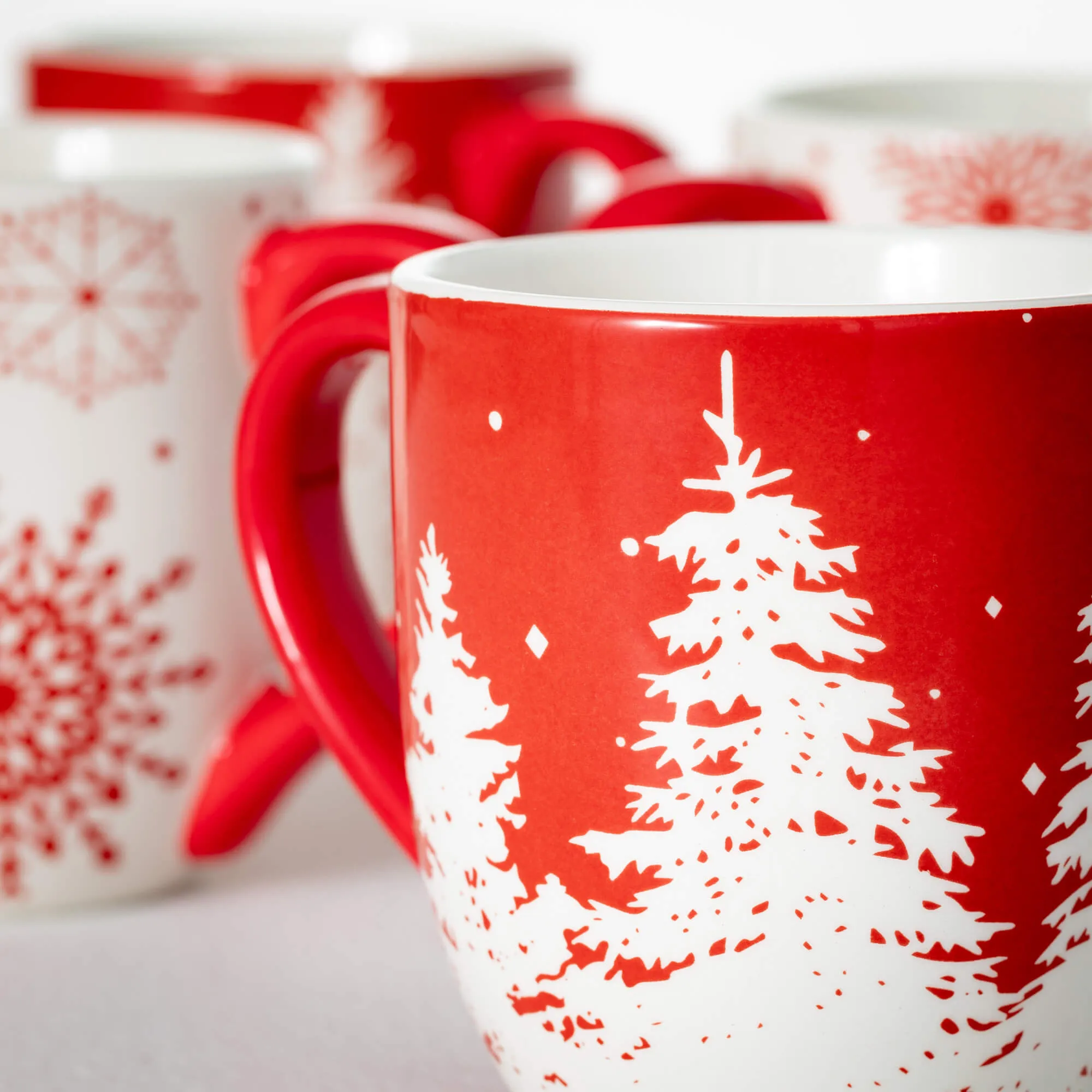 4.5"H Sullivans Christmas Holiday Mug - Set of 4, Red