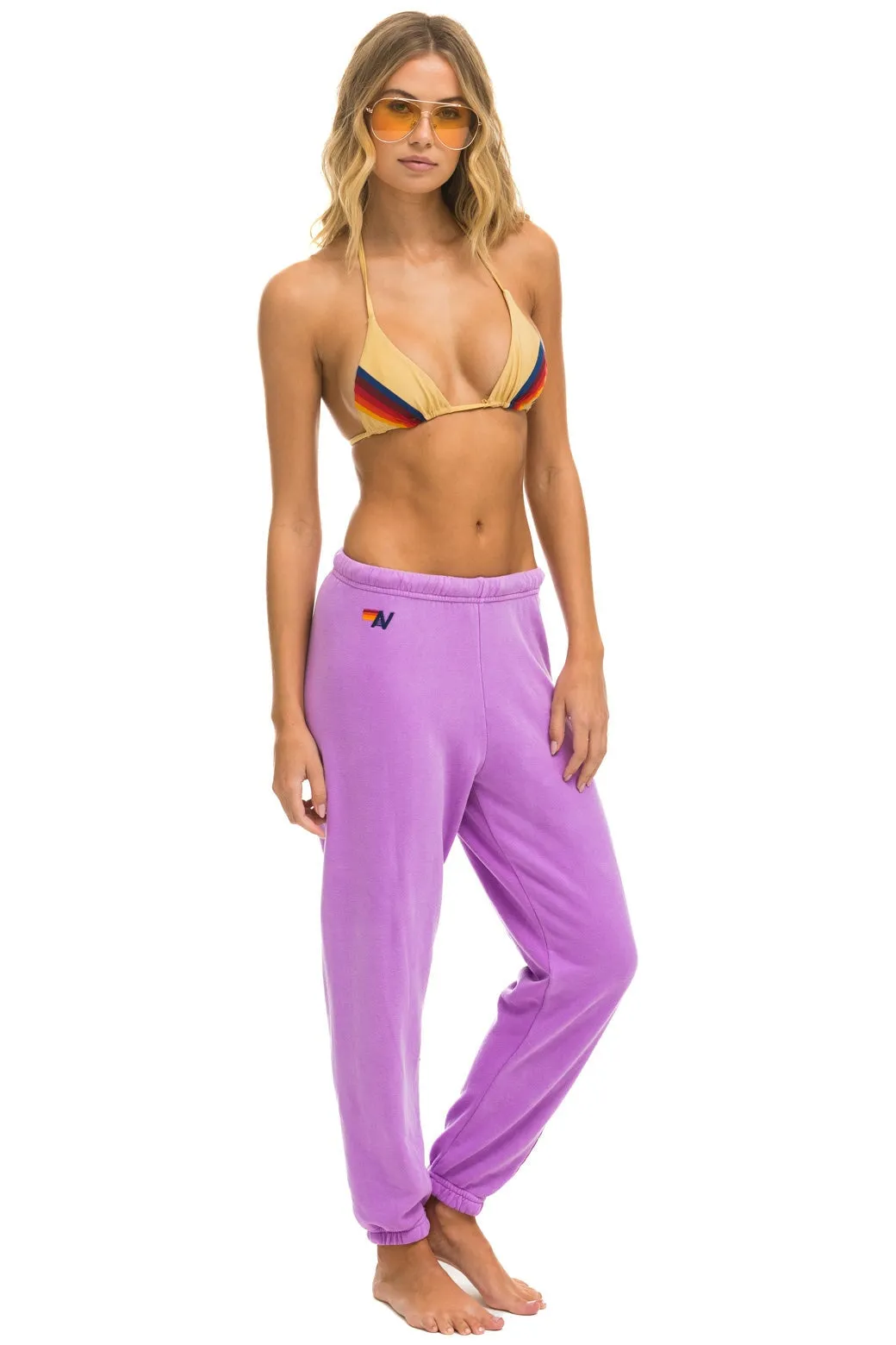 5 STRIPE SWEATPANTS - NEON PURPLE // PINK