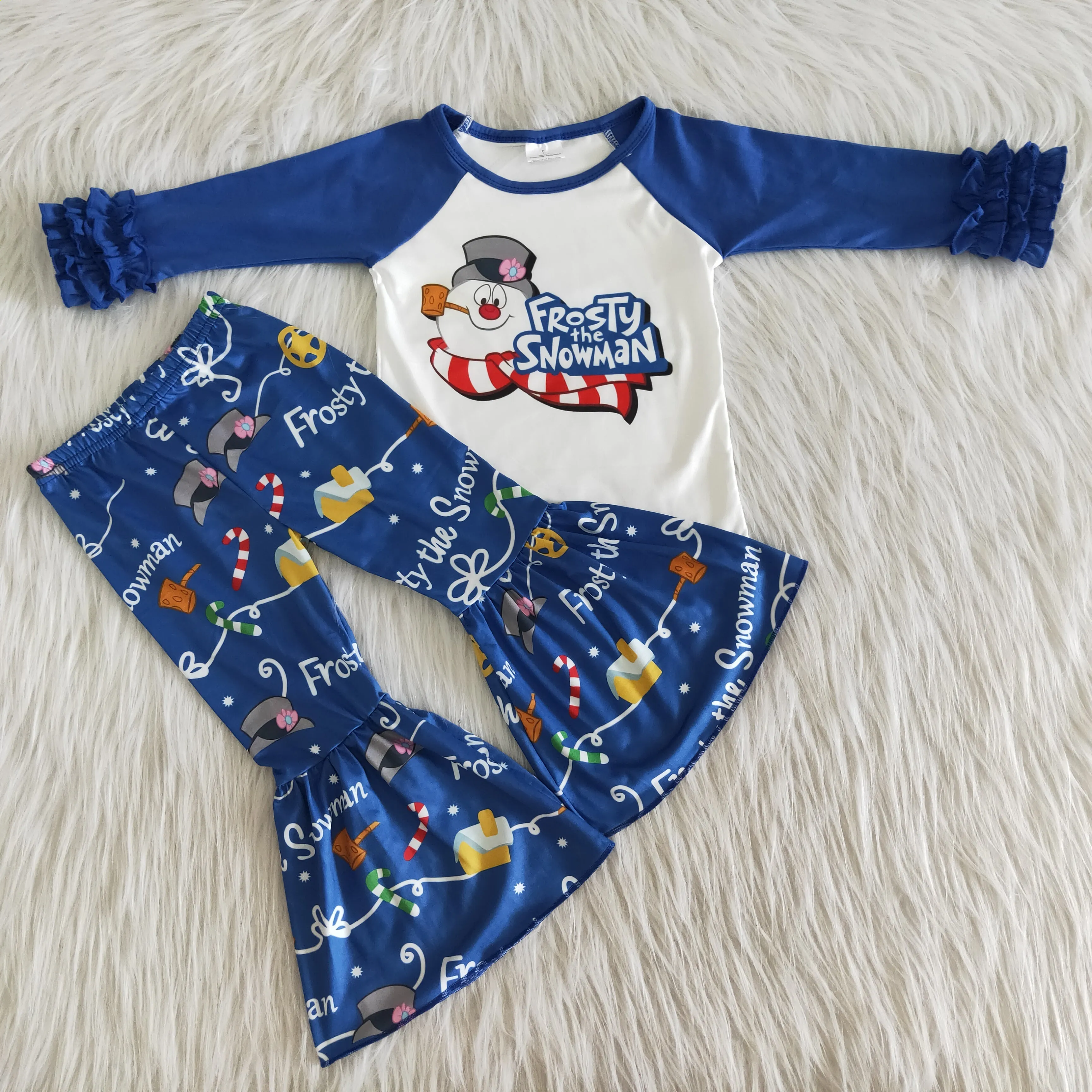 6 A22-4 girl blue snowman outfits baby girl clothes winter clothing-promotion 2023.11.11