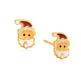 916 Gold Santa Claus Stud Earrings