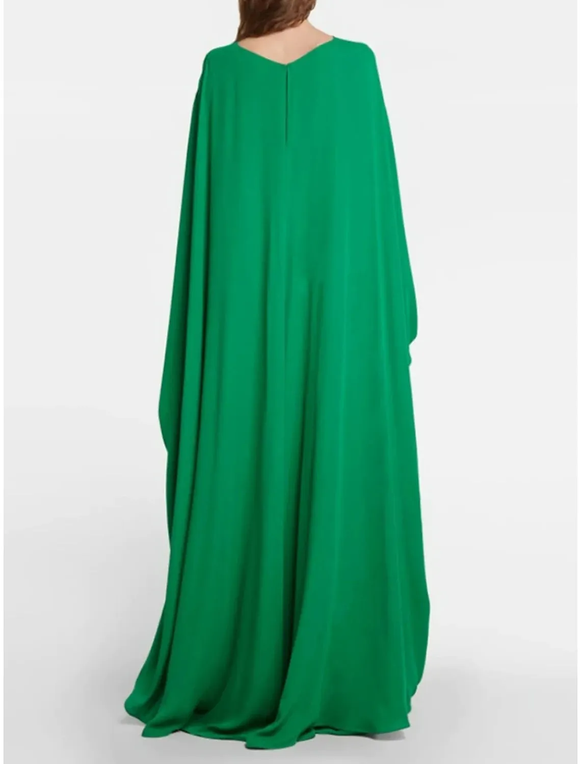 A-Line Evening Gown Elegant Christmas Red Green Dress Formal Floor Length Long Sleeve Jewel Neck Chiffon with Pleats