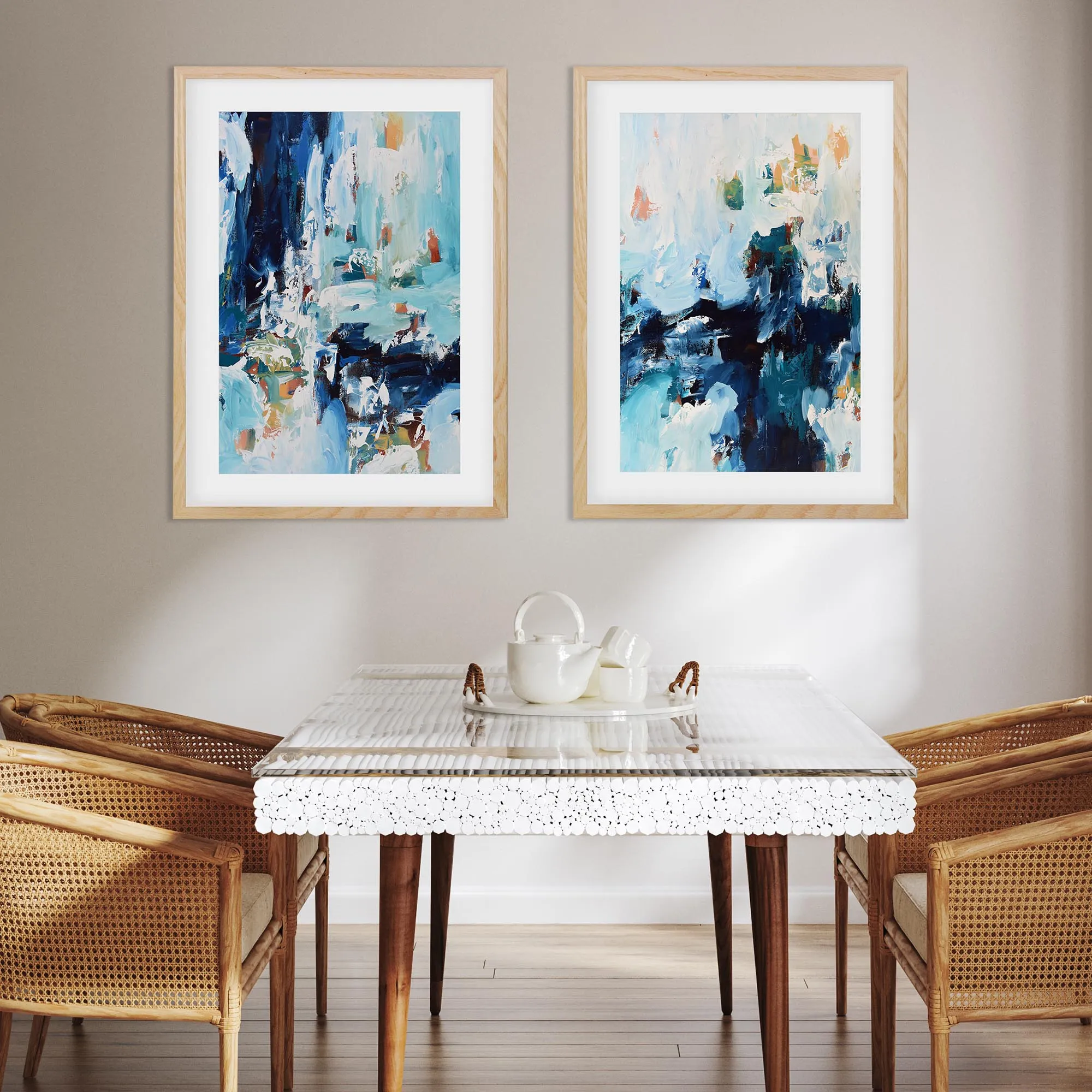 Abstract Blue Tones - Print Set Of 2