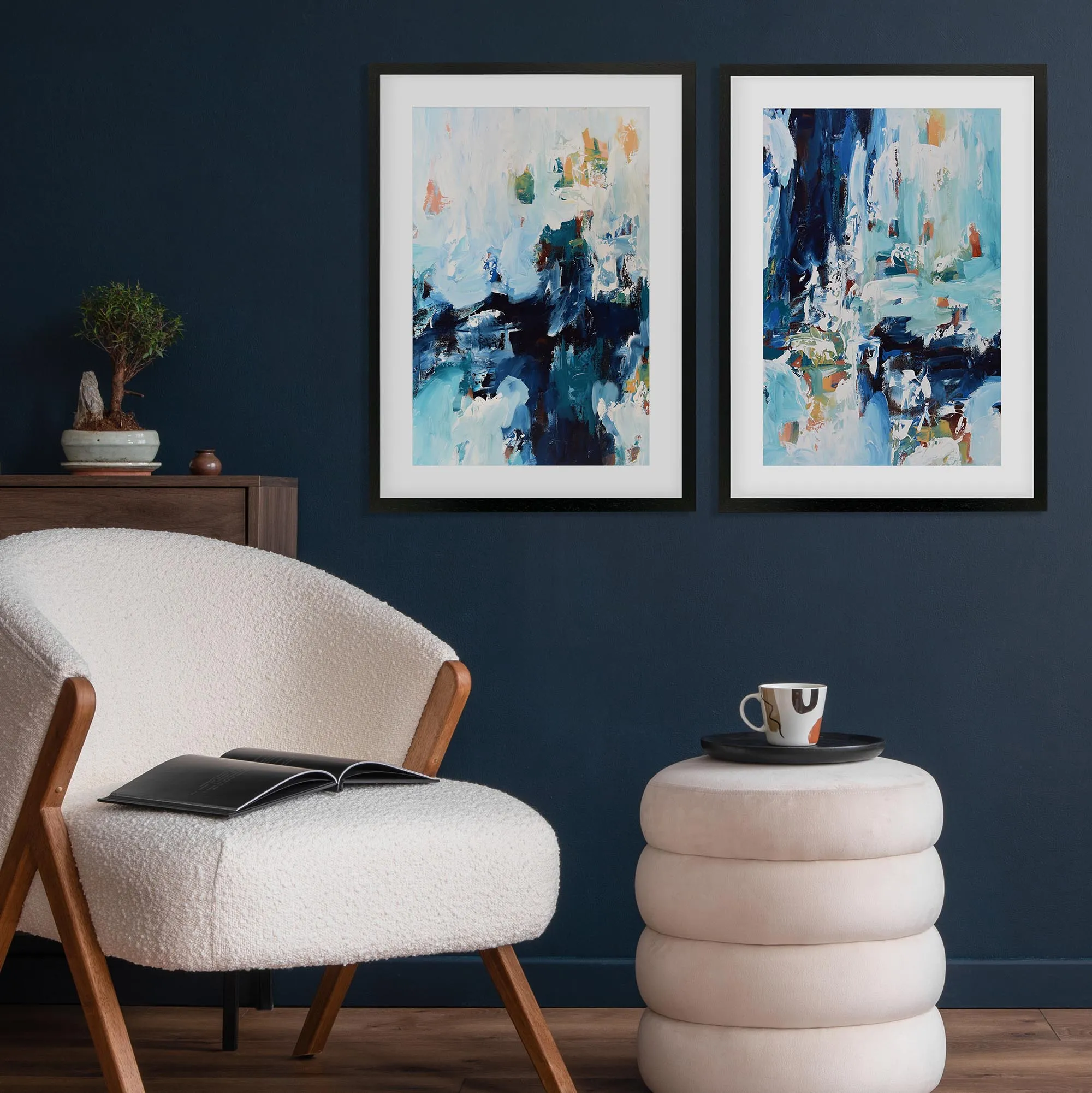 Abstract Blue Tones - Print Set Of 2