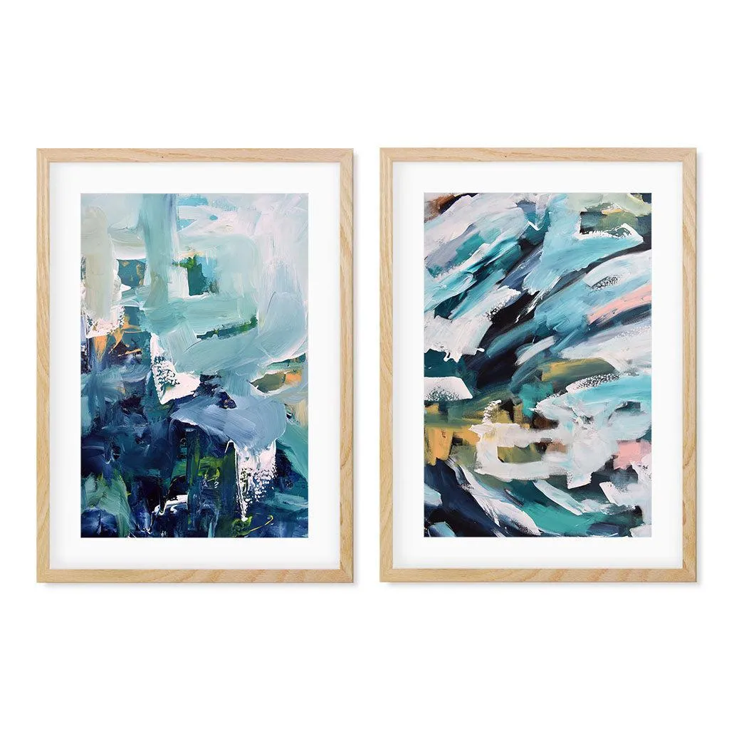 Abstract Navy Burst Set Of 2 Prints