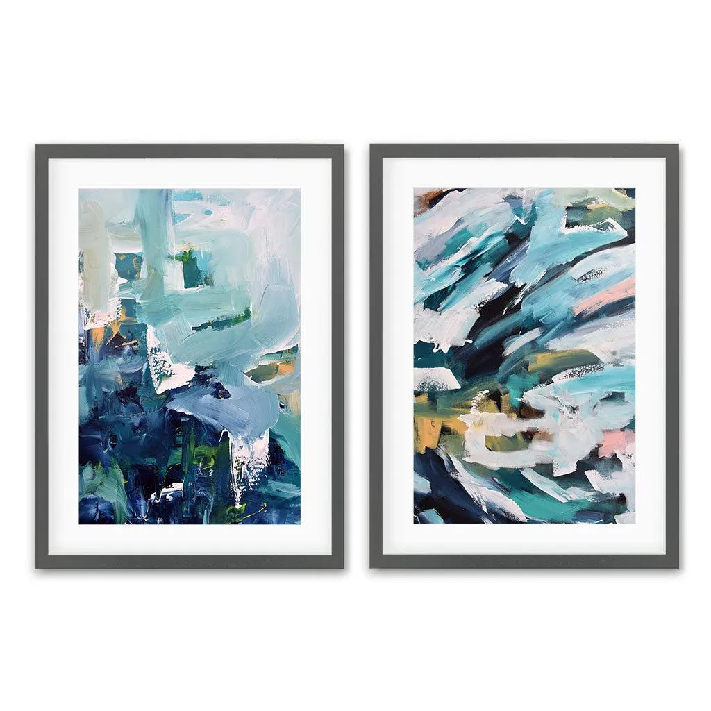 Abstract Navy Burst Set Of 2 Prints