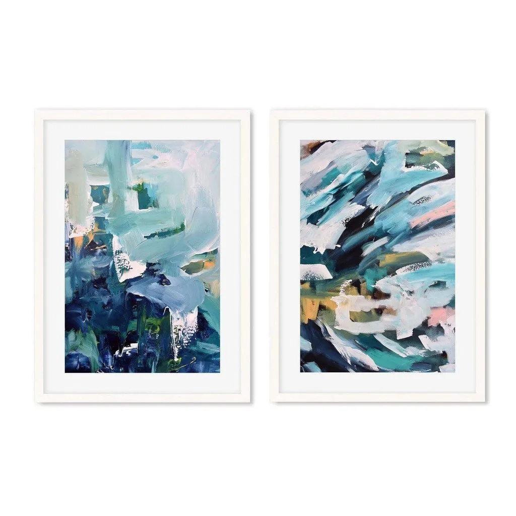 Abstract Navy Burst Set Of 2 Prints