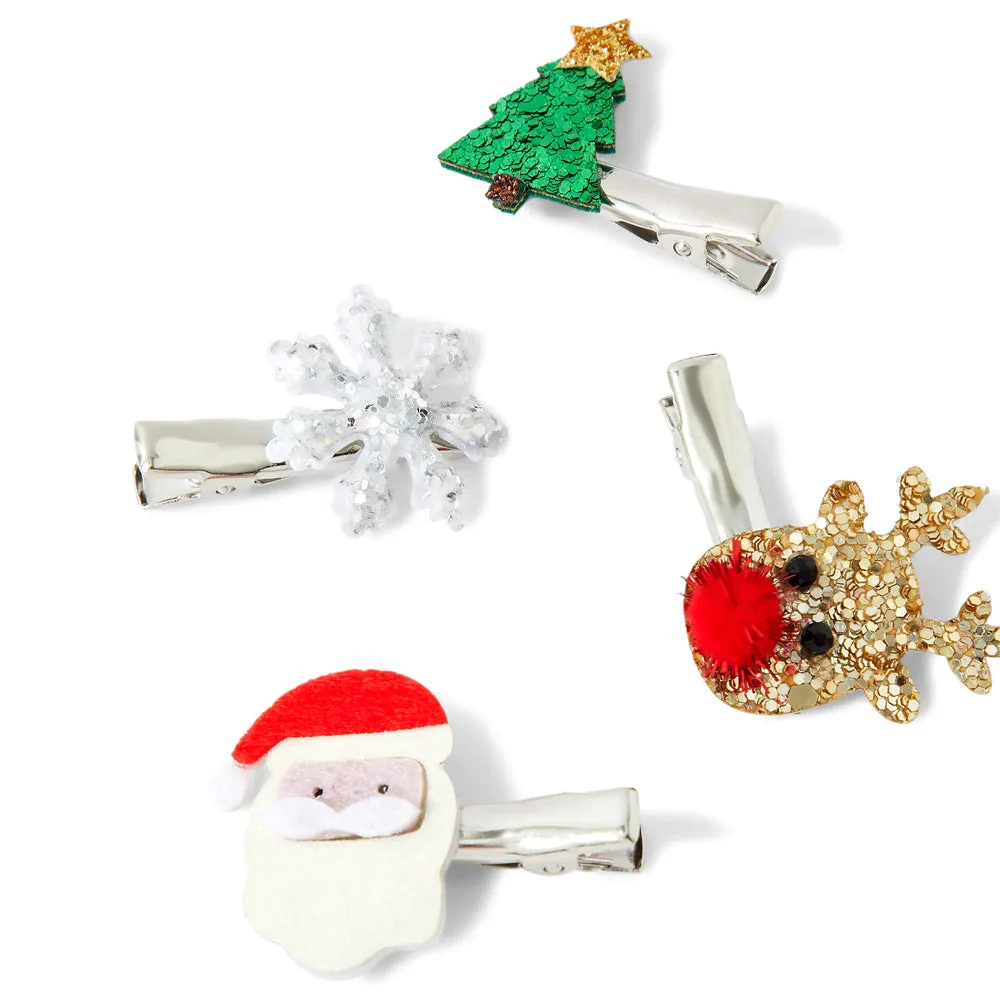 Accessorize London Girl's Multi Christmas Character Salon Clips Set Of 4