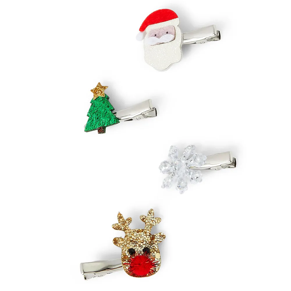 Accessorize London Girl's Multi Christmas Character Salon Clips Set Of 4