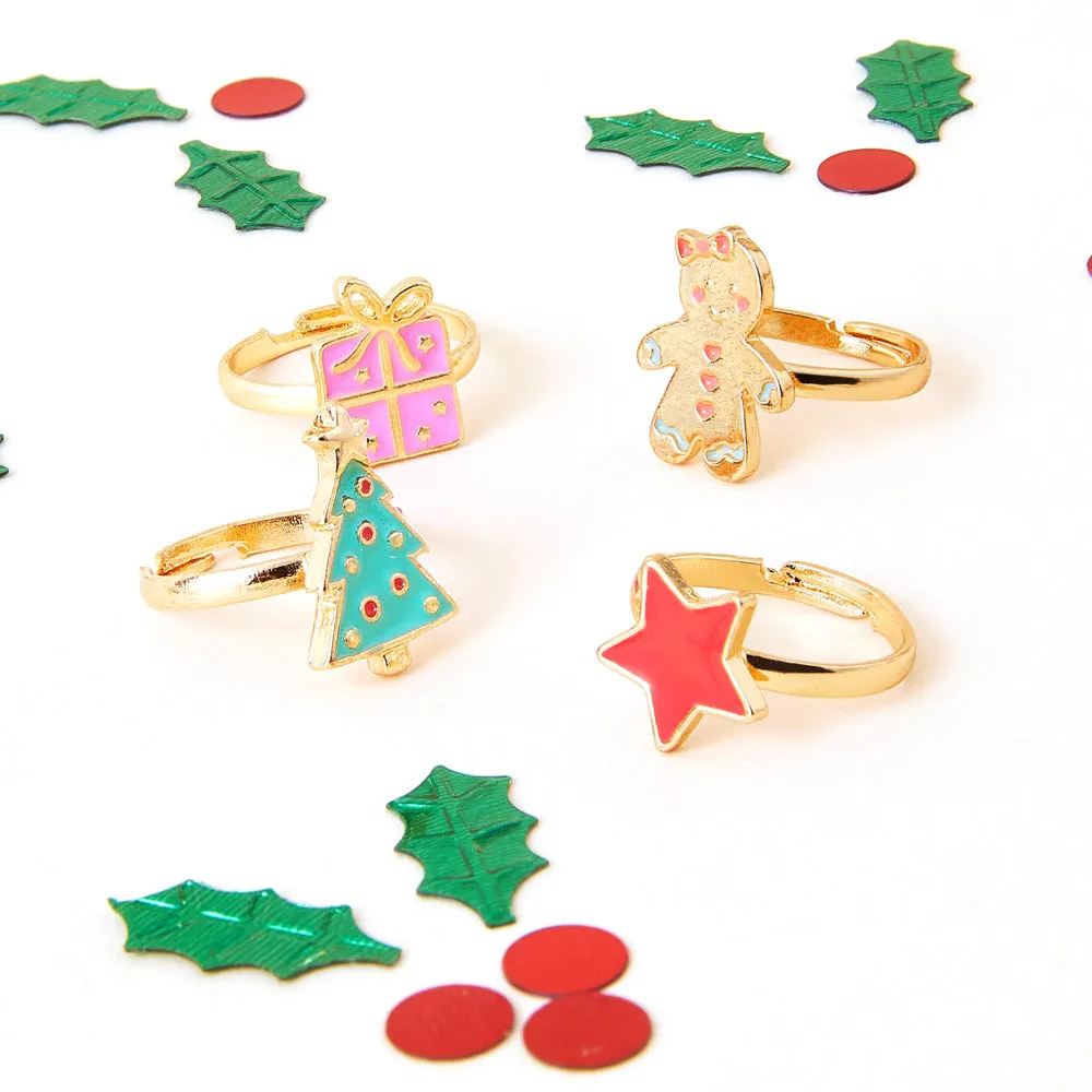 Accessorize London Girl's Rad Christmas Ring Set Of 4