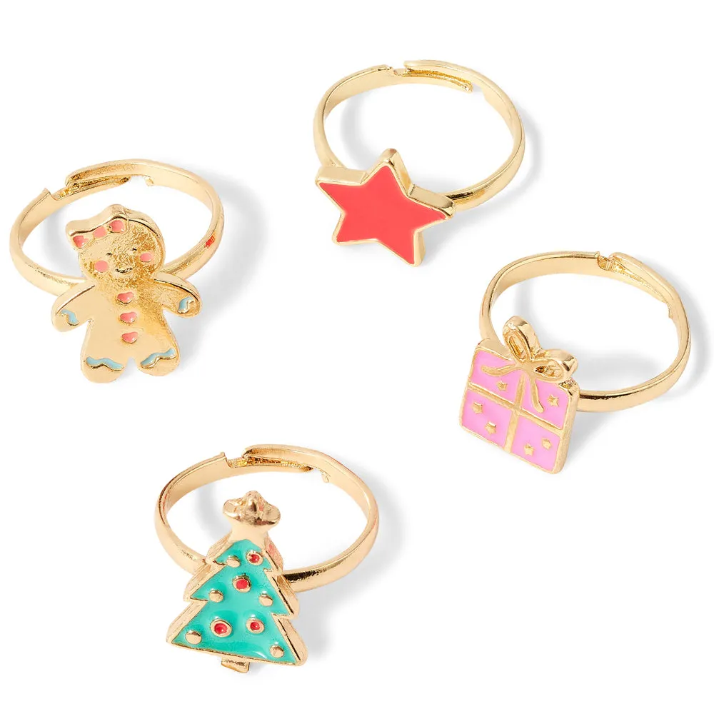 Accessorize London Girl's Rad Christmas Ring Set Of 4