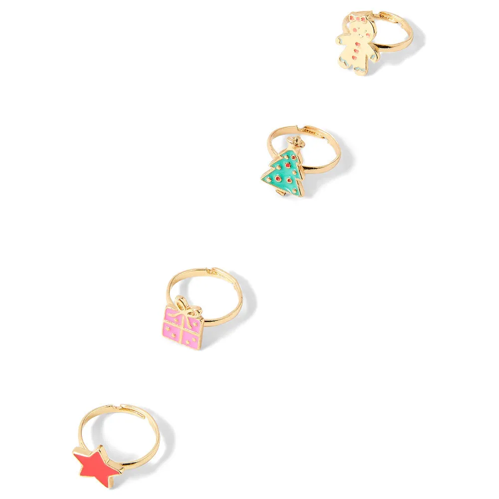 Accessorize London Girl's Rad Christmas Ring Set Of 4