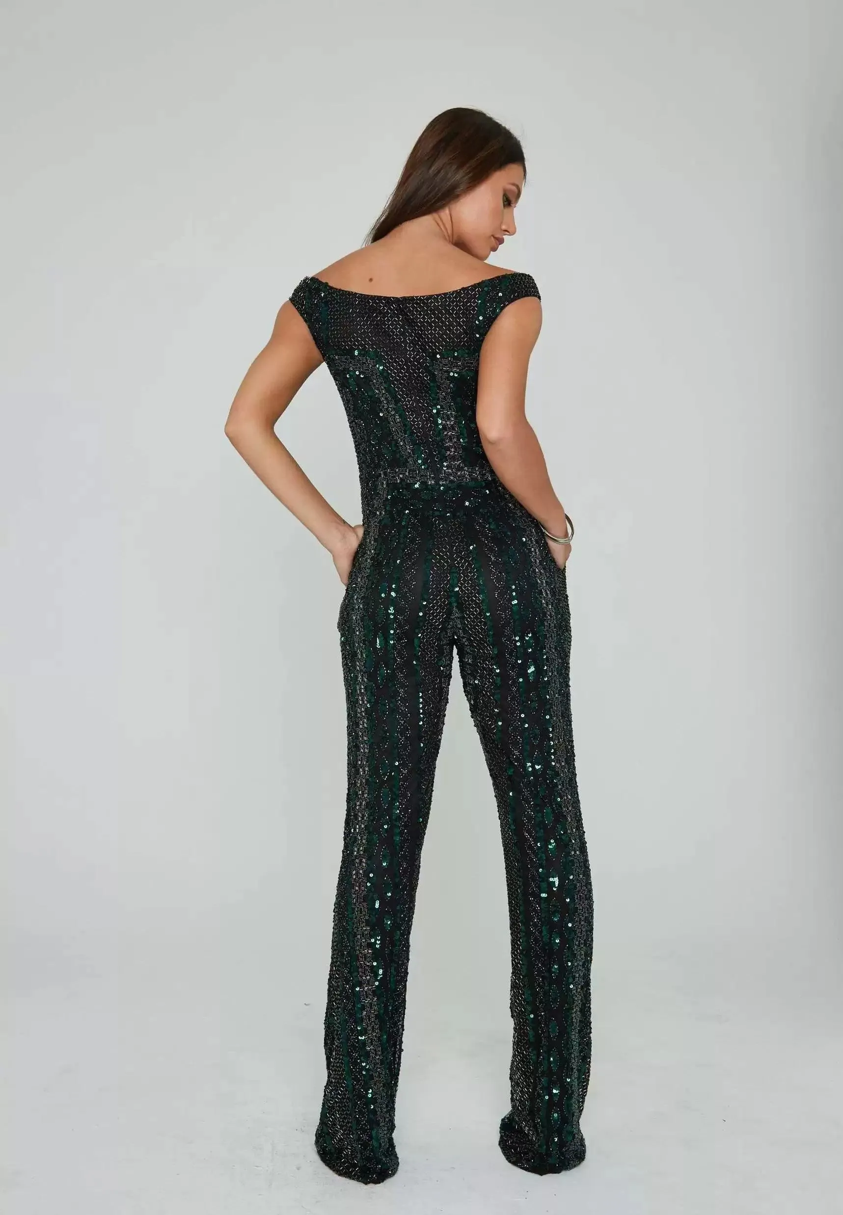 Aleta 951 Long Beaded Formal Jumpsuit