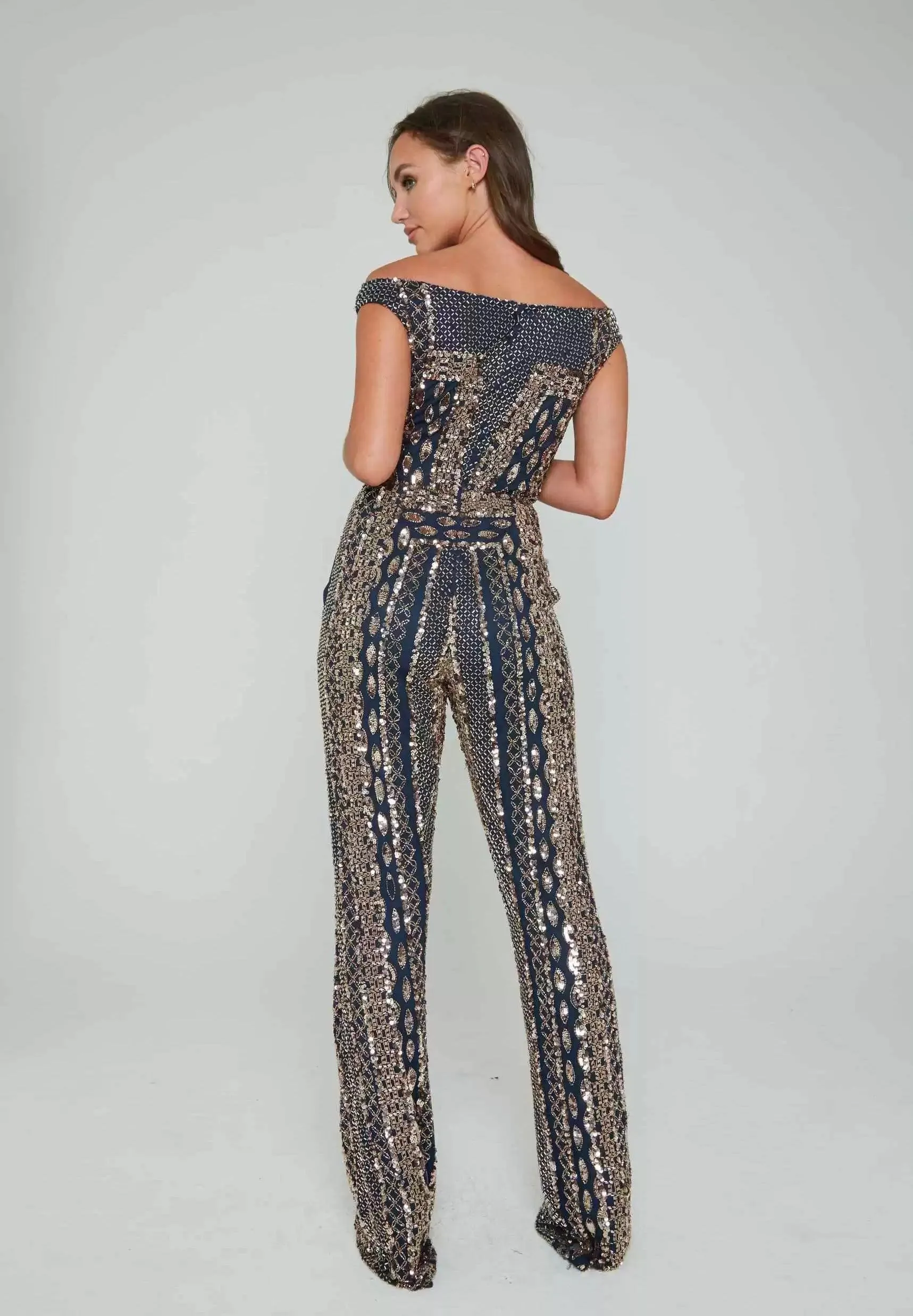 Aleta 951 Long Beaded Formal Jumpsuit