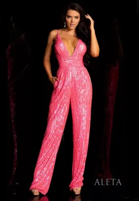 Aleta 972 Prom Sequins Long Formal Evening Jumpsuit