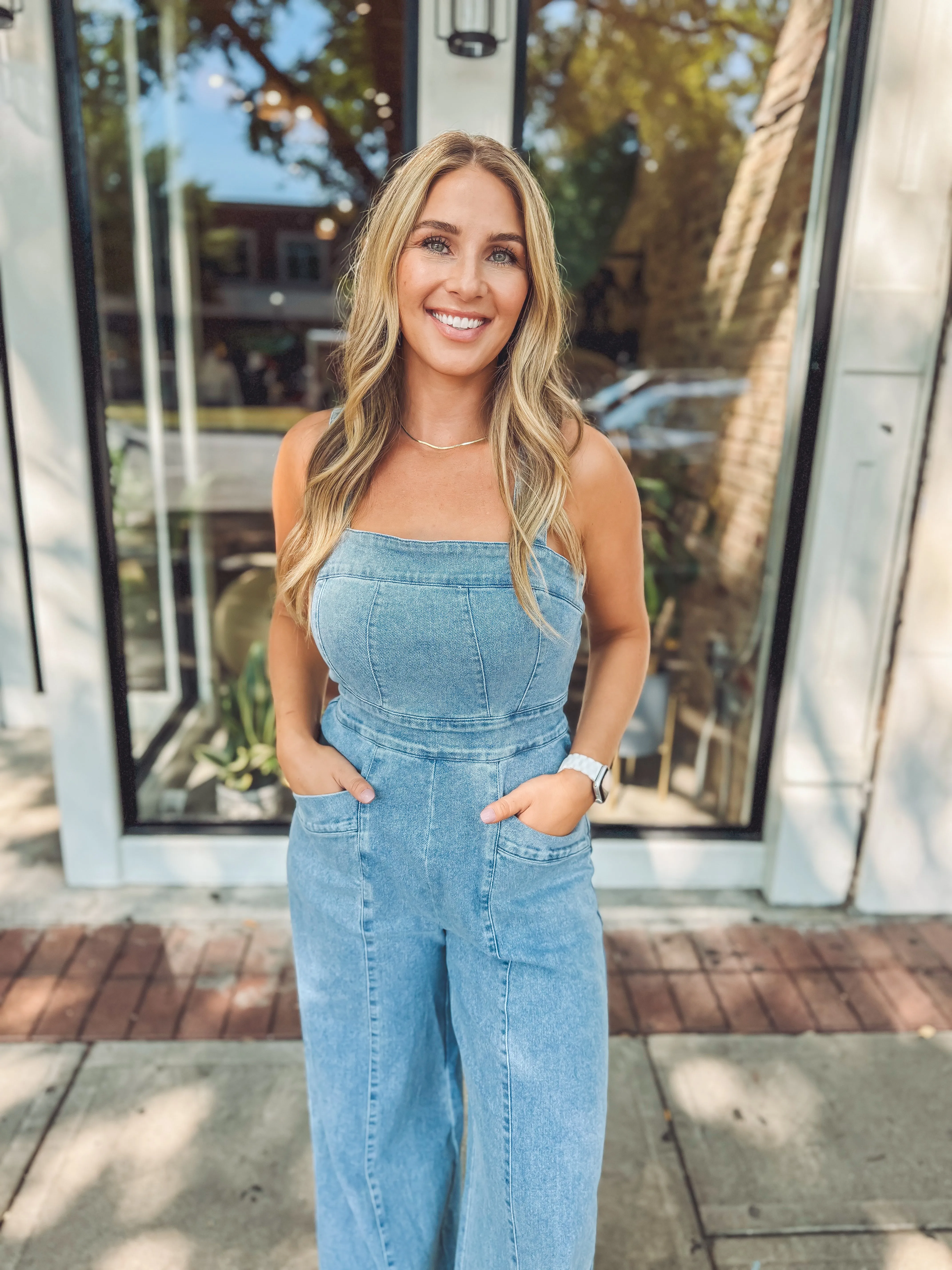 All over denim jumpsuit