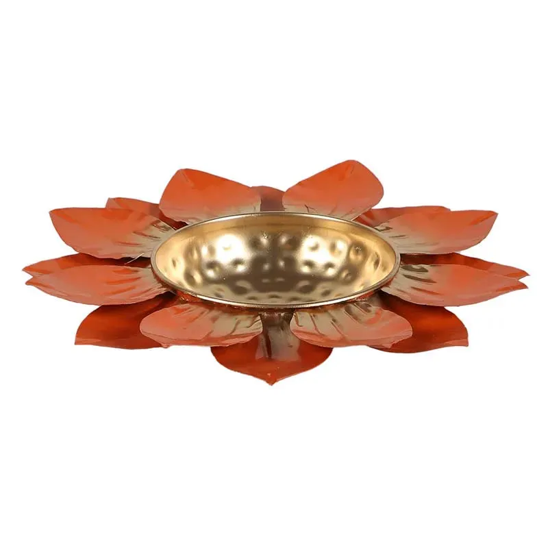 Antique Brass Colorful Lotus Leaves Design Urli