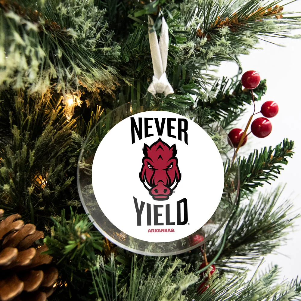 Arkansas Razorbacks - Arkansas Never Yield Ornament & Bag Tag