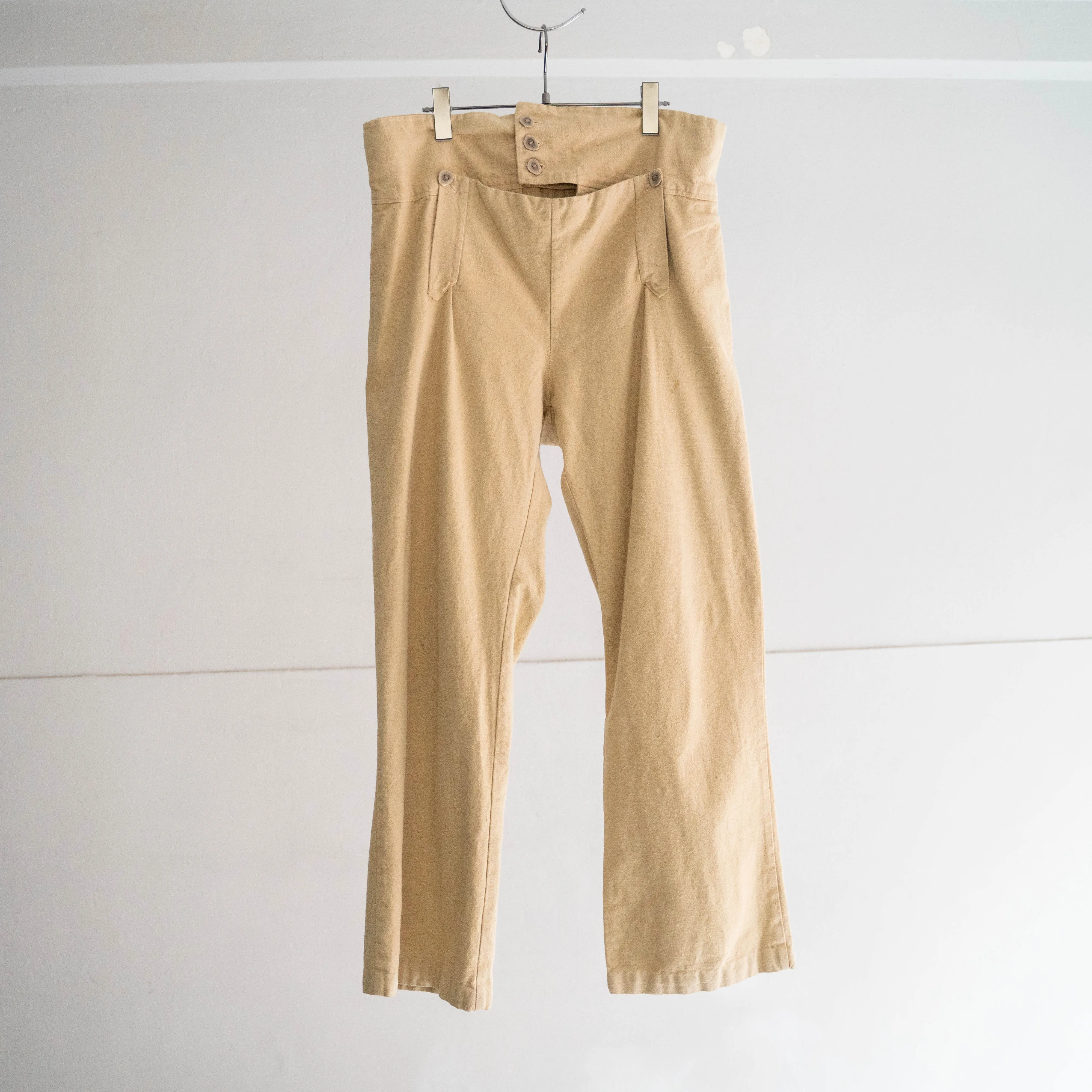 around 1980s beige color linen sailor pants