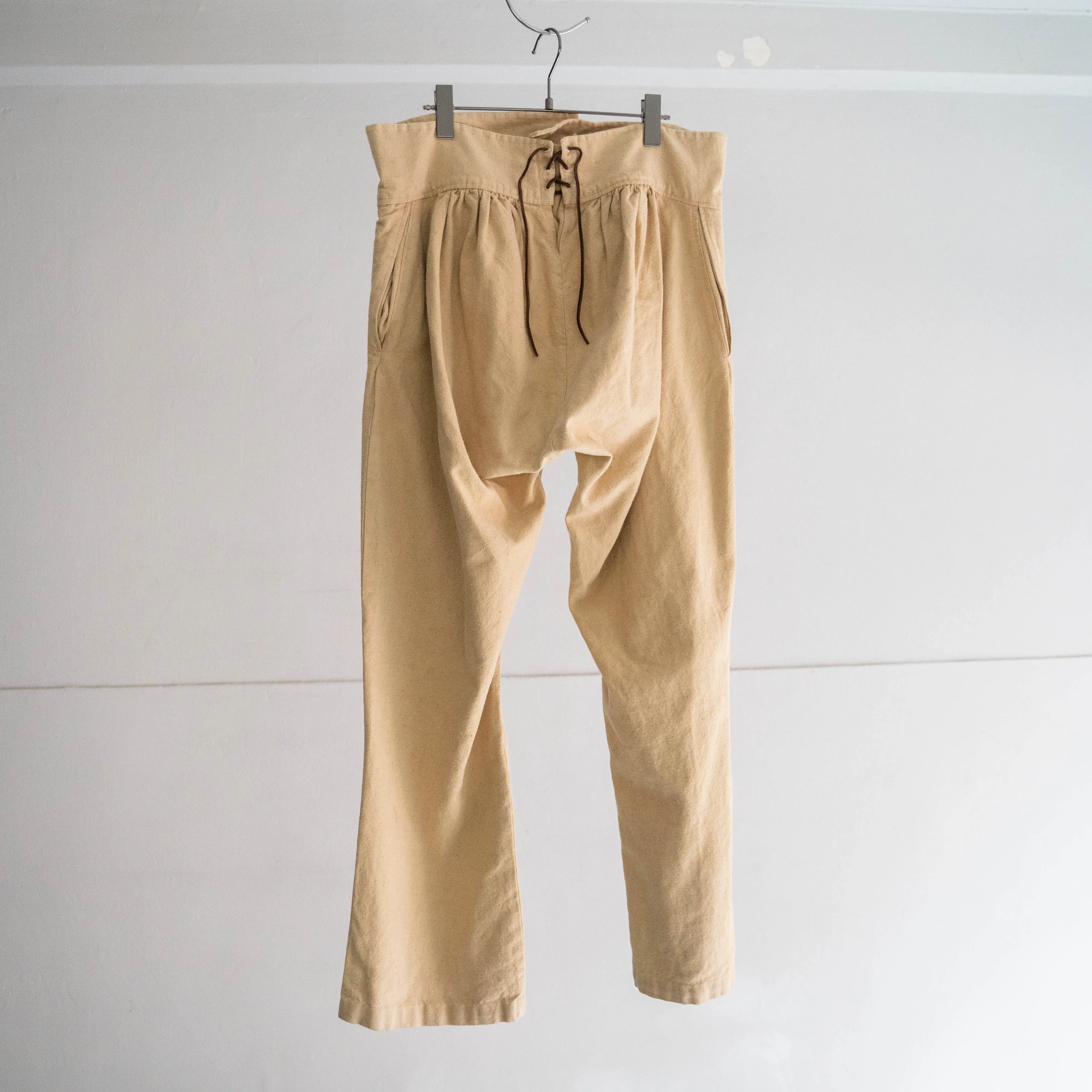 around 1980s beige color linen sailor pants