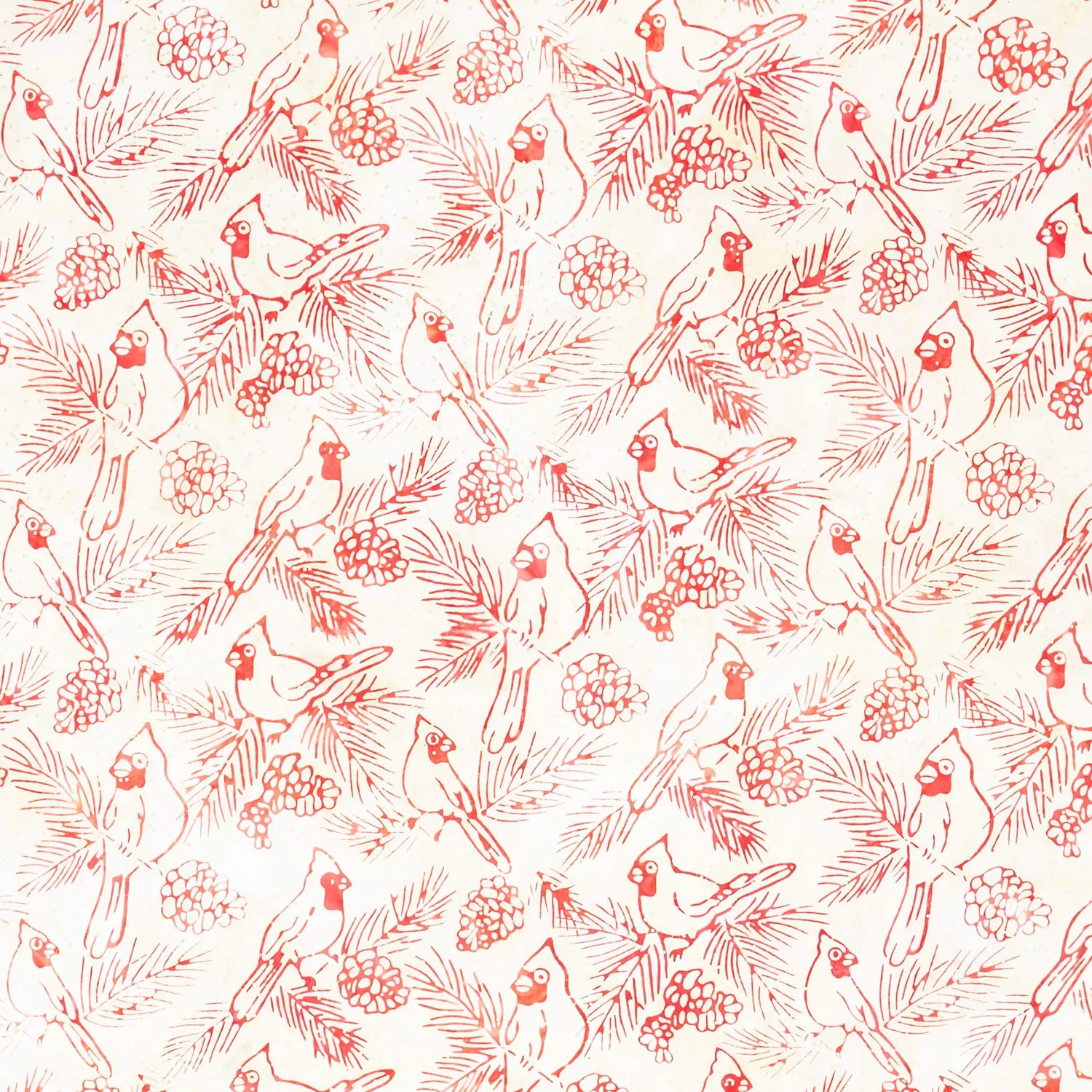 Artisan Batiks - Joyful Holidays Cardinals Metallic Yardage