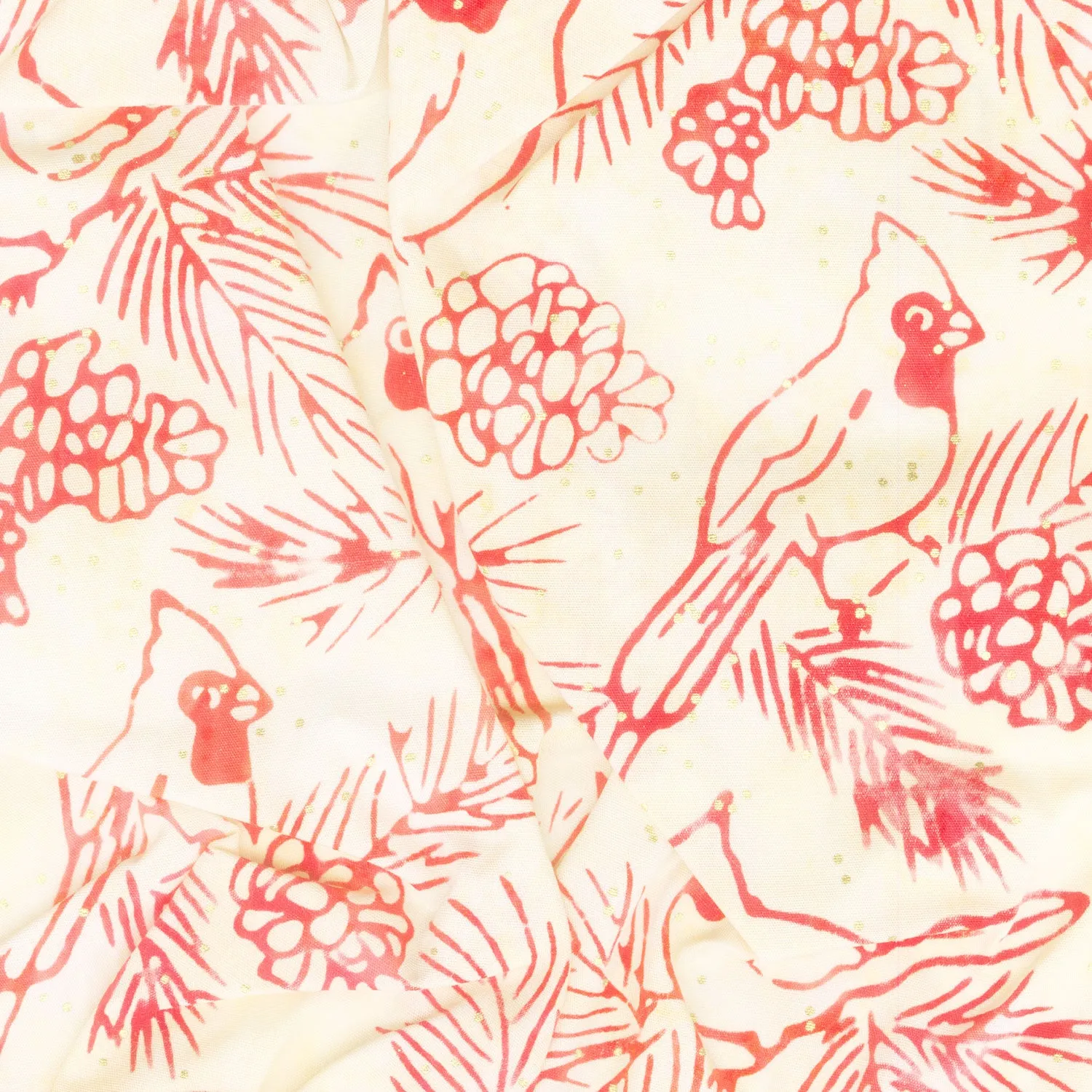 Artisan Batiks - Joyful Holidays Cardinals Metallic Yardage