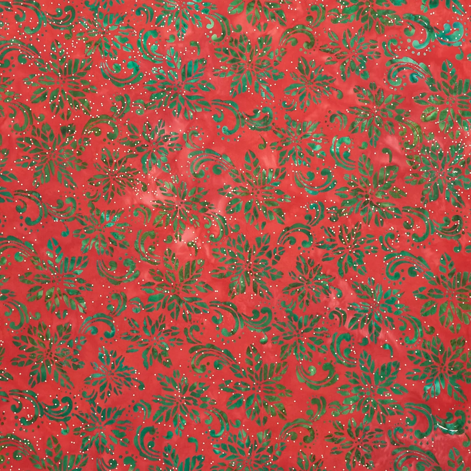 Artisan Batiks - Joyful Holidays Poinsettias Red Metallic Yardage