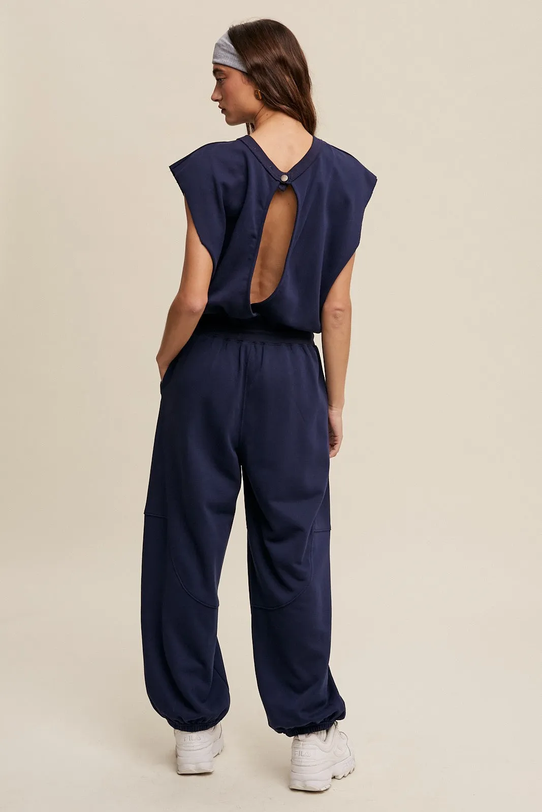 Athleisure Loose Jogger Jumpsuit - Midnight