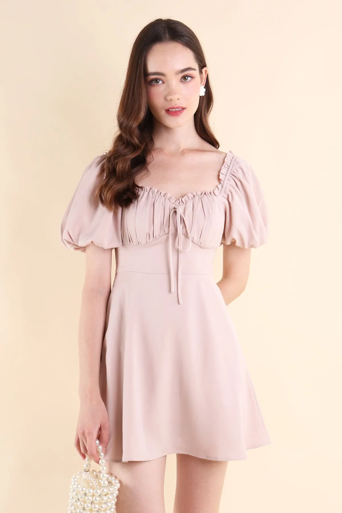 AUBREY PUFF SLEEVE DRESS IN PINK