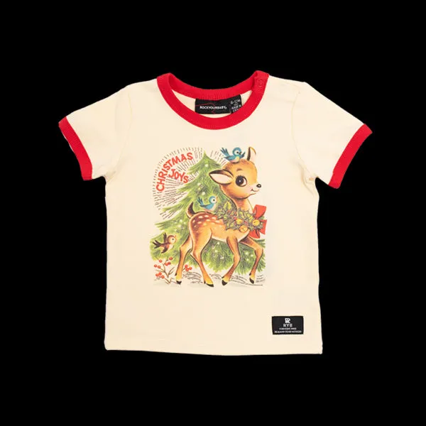 Baby girl - reindeer joy ss tshirt - cream