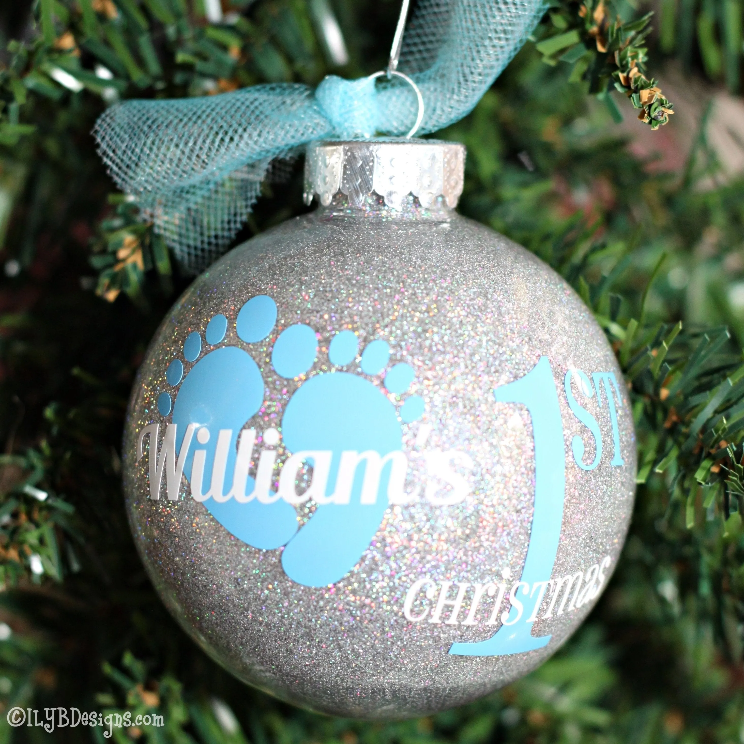 Baby's 1st Christmas Ornament | Personalized Glitter