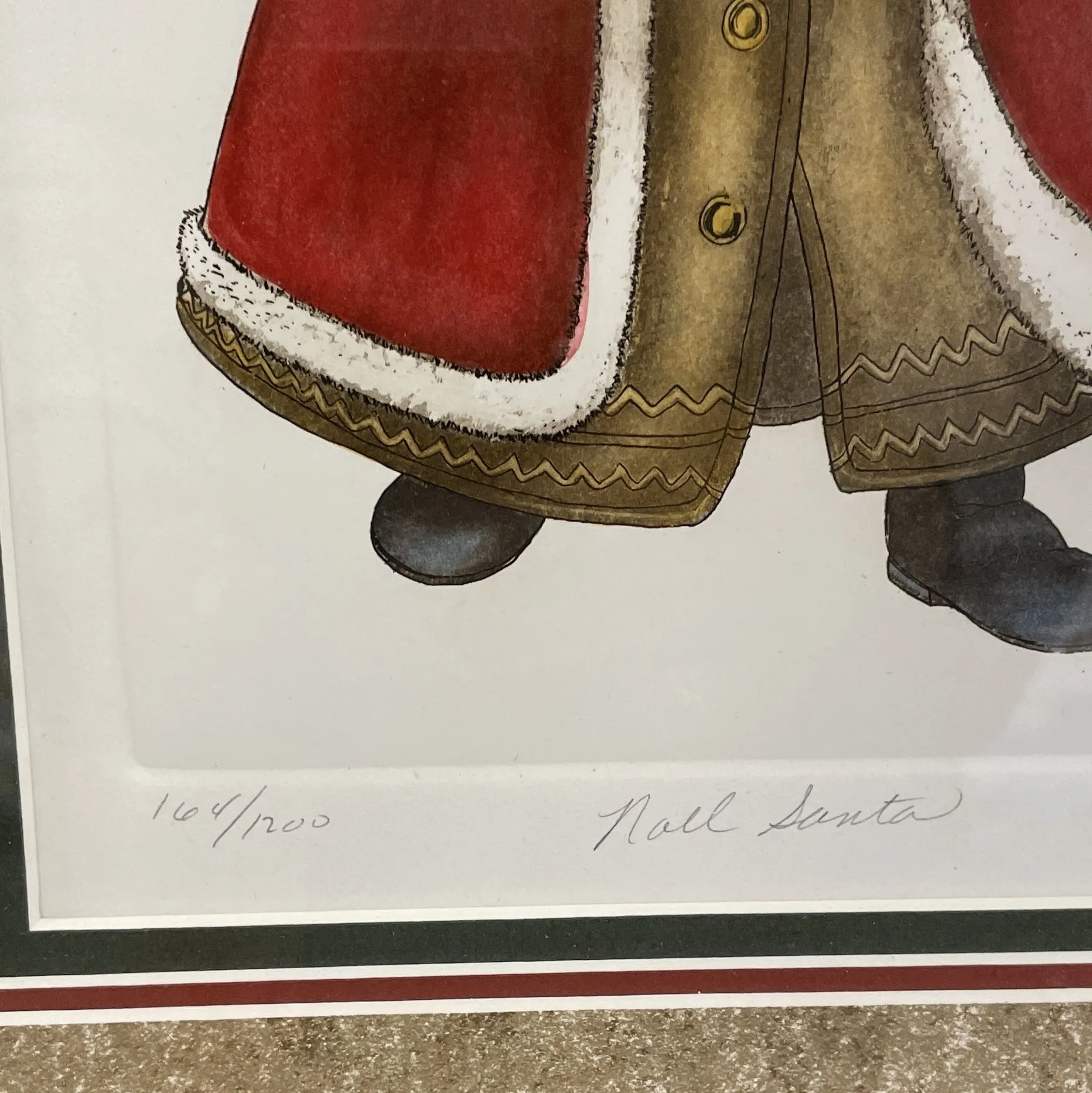 Bailey Tidwell 'Noel Santa' Numbered/Framed Colored Etching on Paper 164/1200