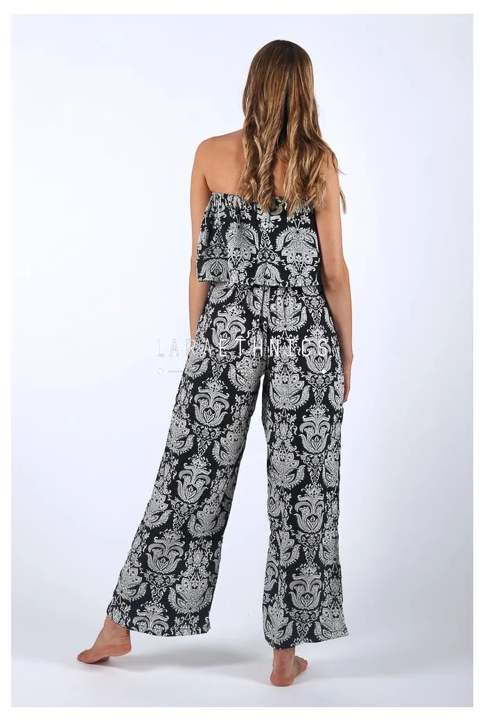 Bandeau Jumpsuit in Chakra Black Print