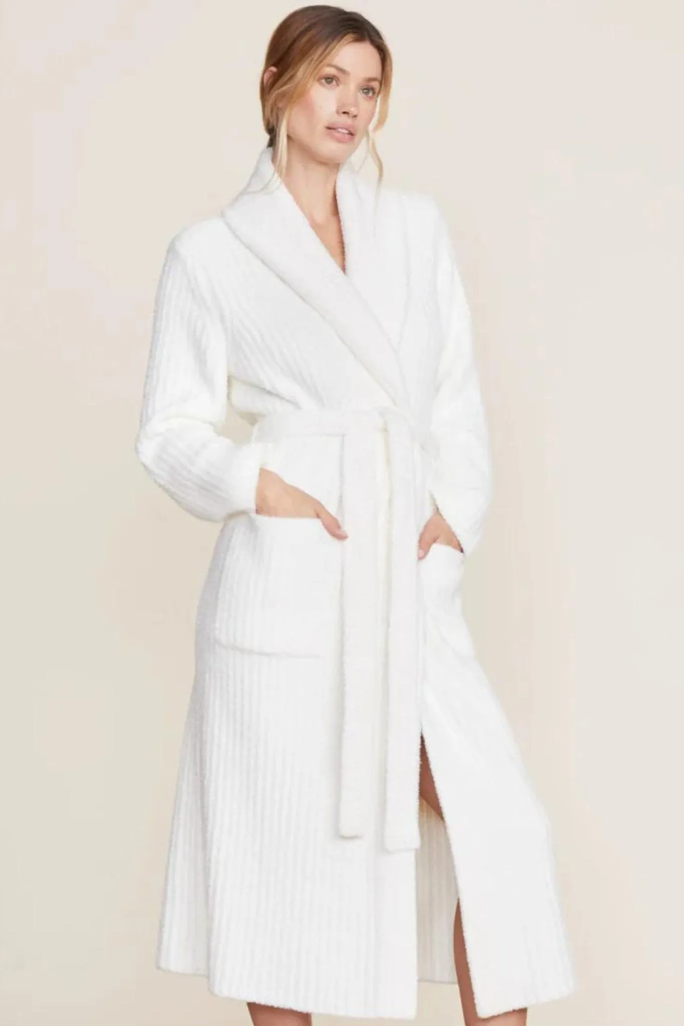 Barefoot Dreams: Eco Cozychic Ribbed Robe in Pearl