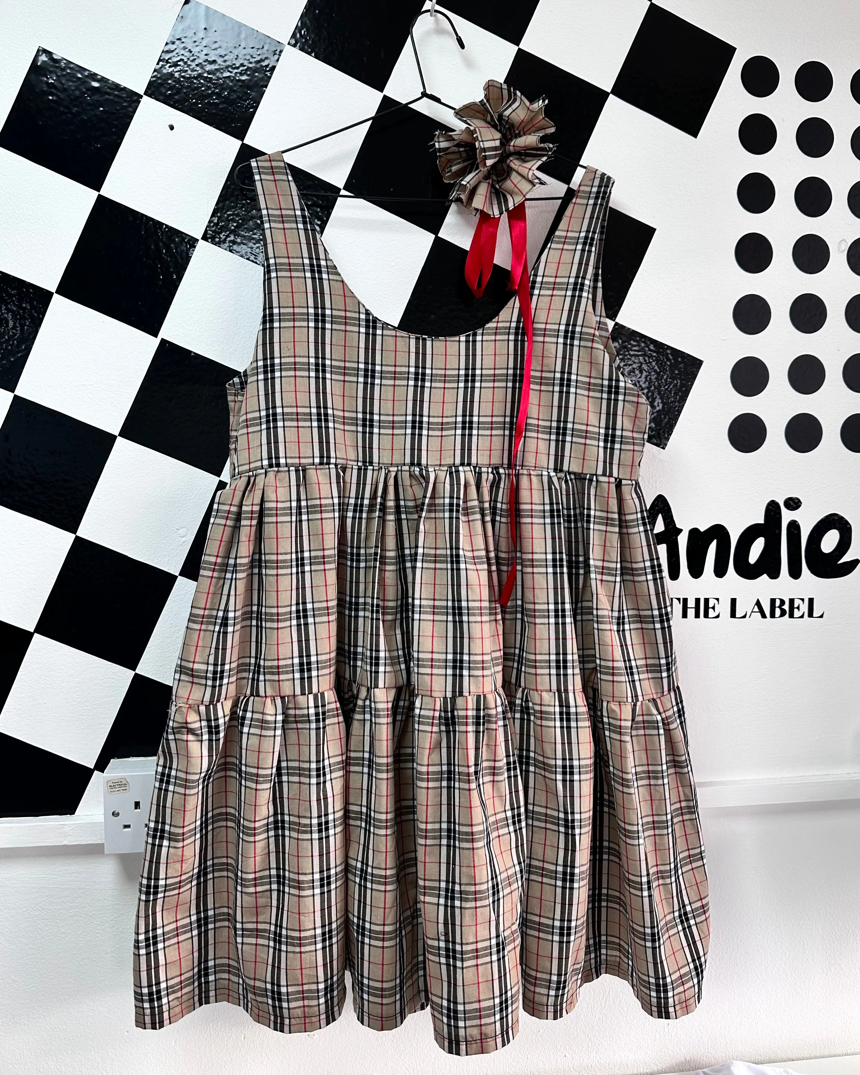 Beige Tartan Layer Dress