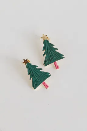 Belle Green Christmas Tree Stud Earrings