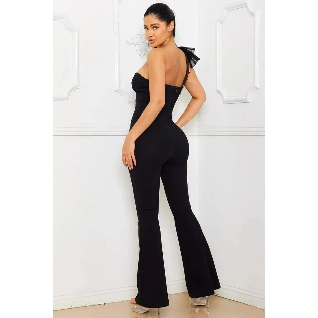 Big Hit Mesh One Shoulder Jumpsuit-Pink