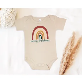 Boho Rainbow Christmas Baby Bodysuit