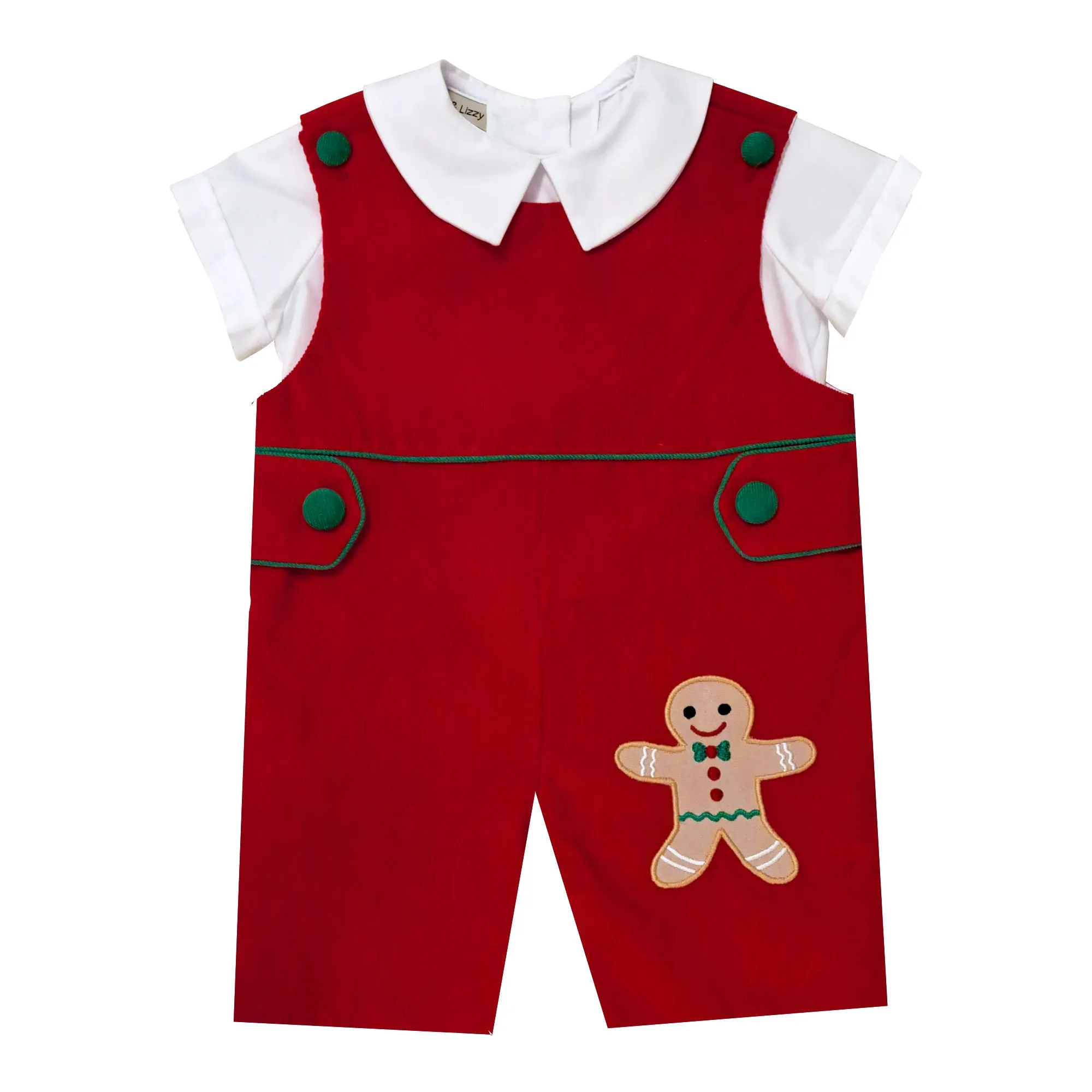 Boy's Christmas "Gingerbread" Overall Set