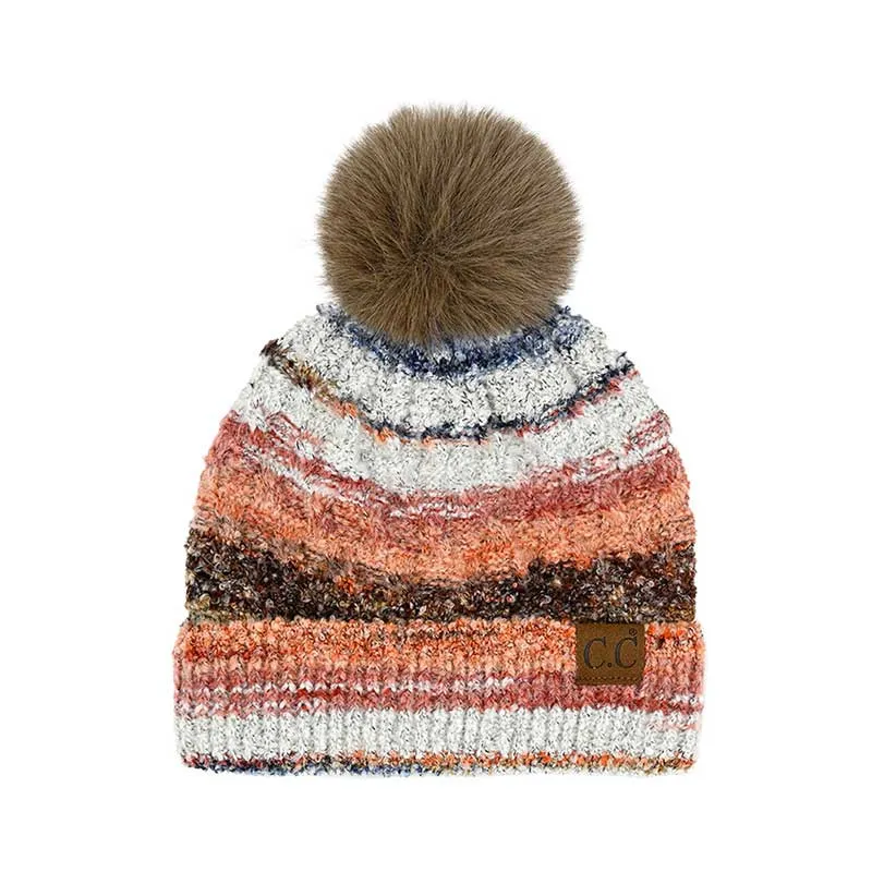 C.C Multi Color Space Dye Pom Beanie